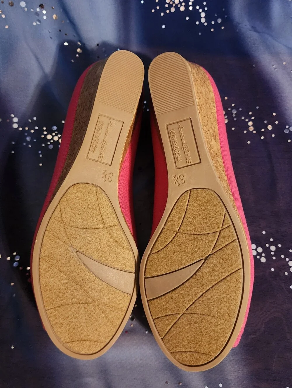 Girls Pink Bow Peep-Toe Wedge Flats  size 3 1/2